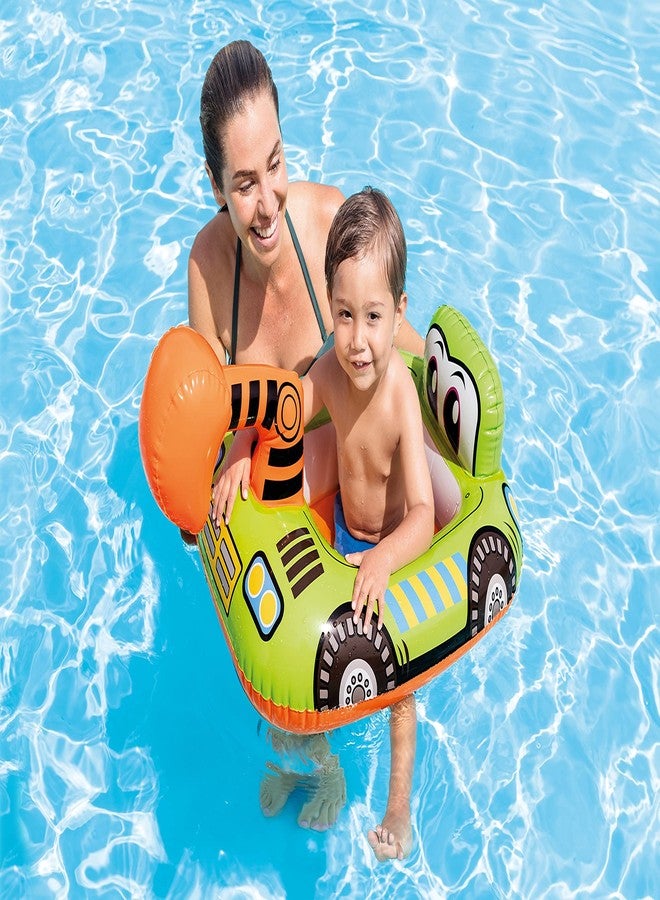 STACKRAID Vehicle Fire Engine Shape Sit Pool Float Tube Boat Beach Water Swimming Pool Tube Inflatable Kiddie Swim Water Ring Swimming Tube Ring for Kids (Bulldozer Swim Tube) - Image 3